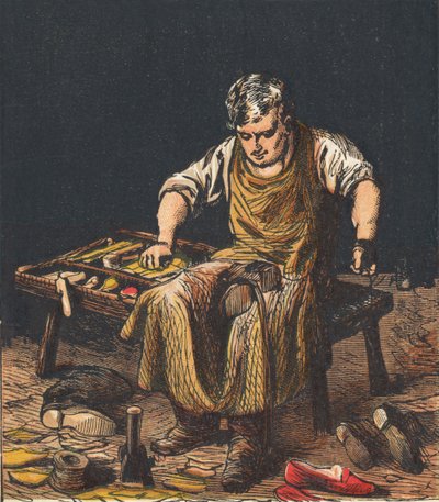 Skomakare laga stövlar, 1867. av Unbekannt