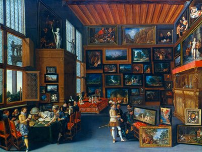 Cognoscenti i ett rum hängt med bilder, c1620 av Unbekannt