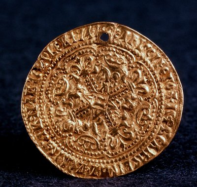 Mynt Korabelnik av tsar Ivan III Averse: blomkors, 1471-1490 av Unbekannt