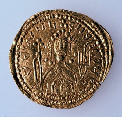 Mynt Zlatnik av storhertig Vladimir Svyatoslavich, Averse: Porträtt av härskaren, 980-1015 av Unbekannt