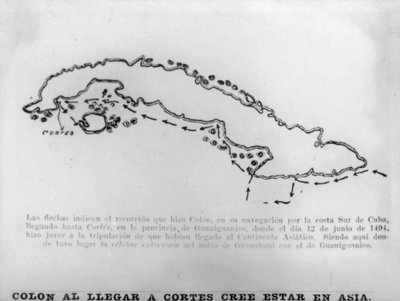 Columbus när Cortes anlände till Kuba, 1400-talet, 1920-talet av Unbekannt