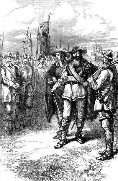 Kommissionärer landar i Boston, 1600-talet c1880 av Unbekannt