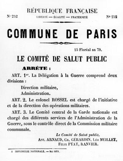 Commune de Paris, från franska politiska affischer från Pariskommunen, maj 1871 av Unbekannt