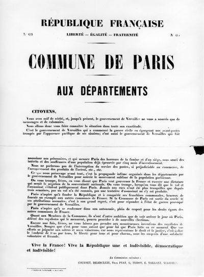 Commune de Paris, från franska politiska affischer från Pariskommunen, maj 1871 av Unbekannt