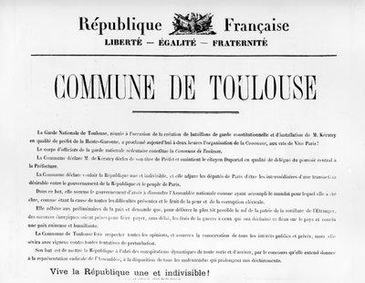Commune de Toulouse, från franska politiska affischer från Pariskommunen av Unbekannt