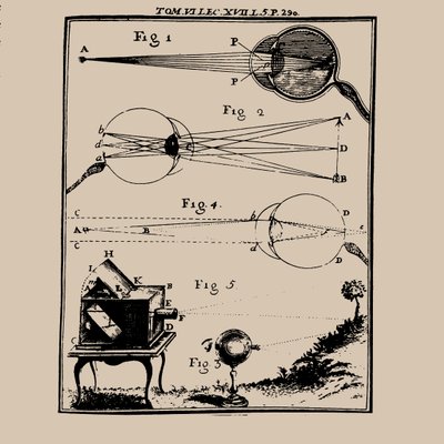 Jämförande skildring av det mänskliga ögat och camera obscura, 1700-talet. av Unbekannt