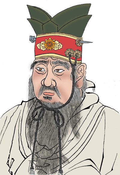 Konfucius 551-479 f.Kr., kinesisk filosof. Från en gnidning av en marmorplatta i ett konfucianskt tempel av Unbekannt