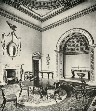 Kontrasterade interiörer: Palladian - The Dining-Room, Holkham, Norfolk, av William Kent, med Regency av Unbekannt