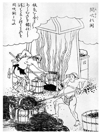 Kopparsmältning, en primitiv metod, Japan, c1900 1956 av Unbekannt