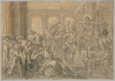 Kopia av Annibale Carraccis St. Roch Giving Alms, 1595 eller senare. av Unbekannt