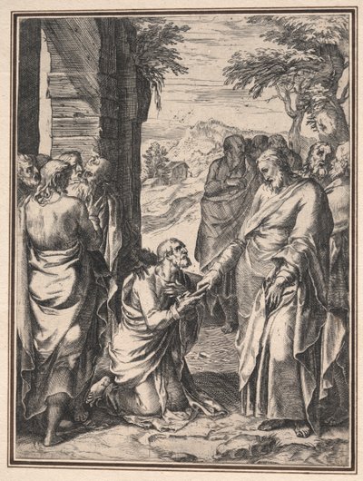 Kopia av Cornelis Cort: Kristus som ger kyrkans nyckel till Sankt Peter, ca. 1567. av Unbekannt