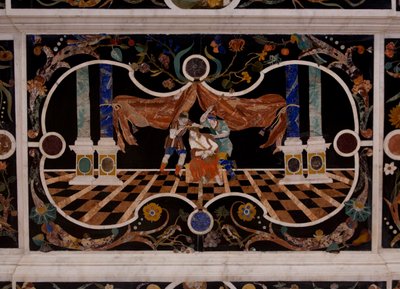 Corbarelli, St. Corona kyrka, steninläggningsarbete av Unbekannt