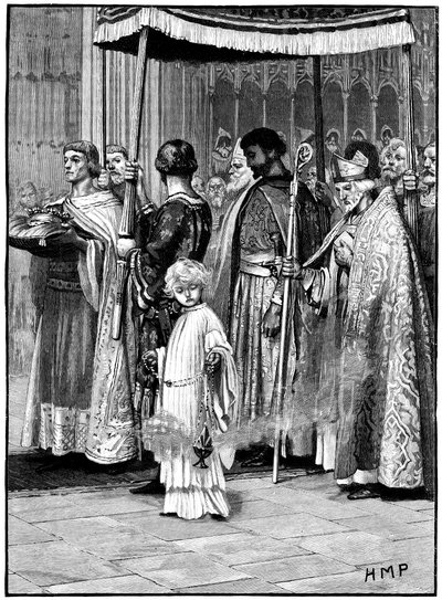 Kröning av Richard I i Westminster Abbey 1189, c1880 av Unbekannt