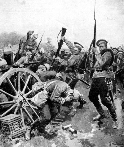 Kosackattack på tyska trupper, Östpreussen, första världskriget, 1914 av Unbekannt
