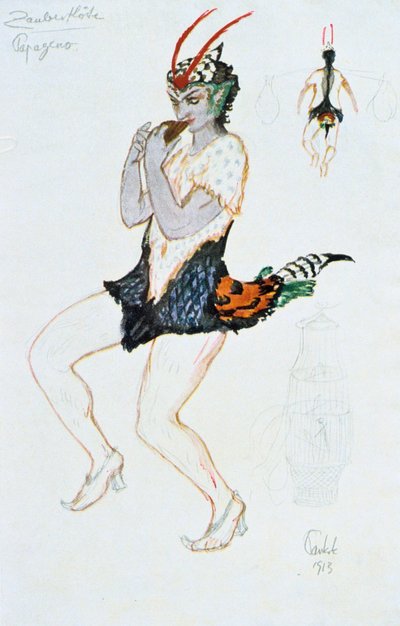 Kostymdesign för Papegeno, 1913 av Unbekannt