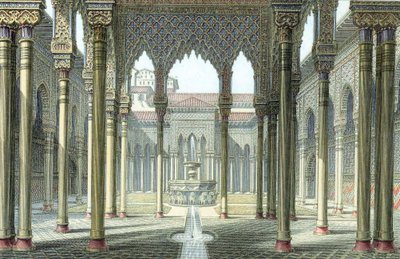 Lejonens domstol, Alhambra-palatset, Granada, Spanien, sent 1800-tal av Unbekannt