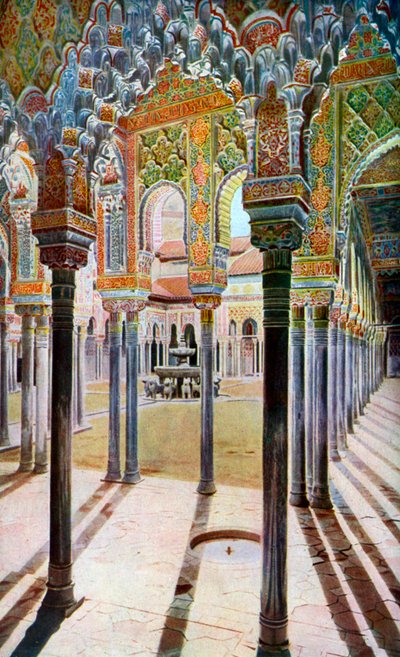 Lions domstol, Alhambra, Granada, Andalusien, Spanien, c1924 av Unbekannt