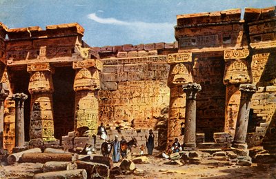 Innergården till templet Medinet Hobou, c1918-c1939. av Unbekannt