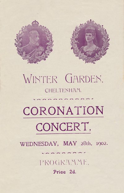 Omslag till programmet för en kröningskonsert i Winter Garden, Cheltenham, 1902. av Unbekannt