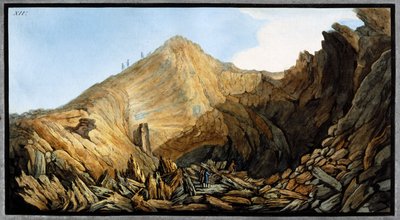 Krater inuti det "lilla berget" konen, Vesuvius, kungariket Neapel, c 1761 av Unbekannt