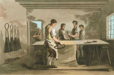 Skörda ull för att ge en jämn lugg efter att tuppluren hade höjts, 1814 av Unbekannt