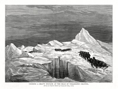 Korsar ett tungt ispaket vid huvudet av Wellington Channel, 1877 av Unbekannt