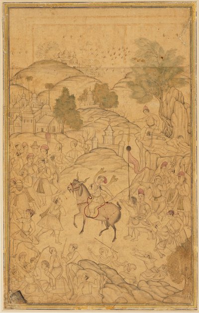 Folkmassascen med monterad figur, 1500-tal av Unbekannt