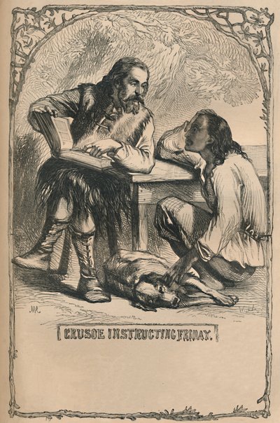 Crusoe Instructing Friday, c1870 av Unbekannt
