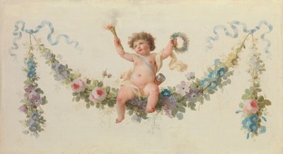 Amor sitter på en krans, 1770-90. av Unbekannt