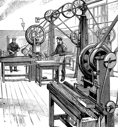 Skärning av myntämnen från metallremsor, Royal Mint, London, 1897 av Unbekannt