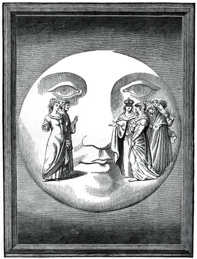 Dante och Beatrice transporterade till månen, 1500-talet 1870 av Unbekannt