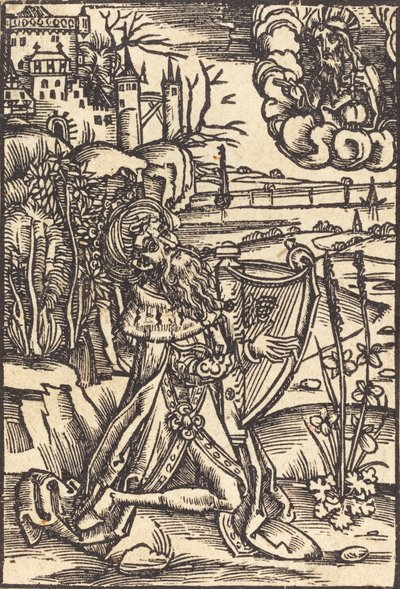 David spelar harpan, ca. 1500. av Unbekannt