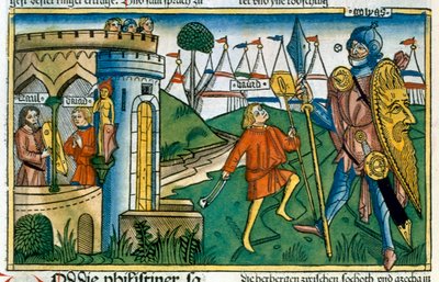 David besegrar Goliat och möter Saul av Unbekannt