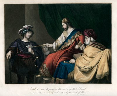 ...David skrev ett brev till Joab och sände det genom Urias hand, ca 1850 av Unbekannt