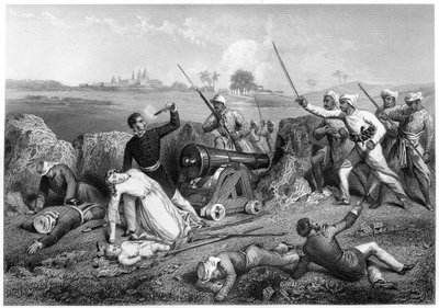 Major Skene och hans hustrus död i Jhansi, 1857, c1860 av Unbekannt
