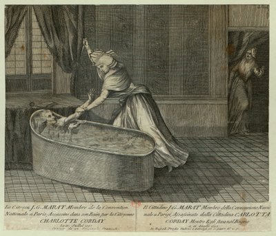 Marats död, ca. 1793. av Unbekannt