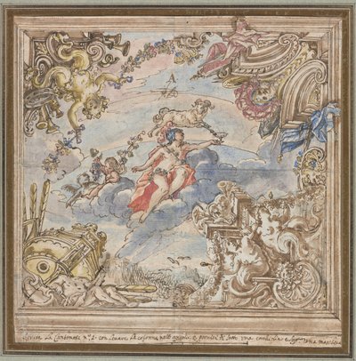 Design för ett tak: Mars and Aries, 1700-talet. av Unbekannt