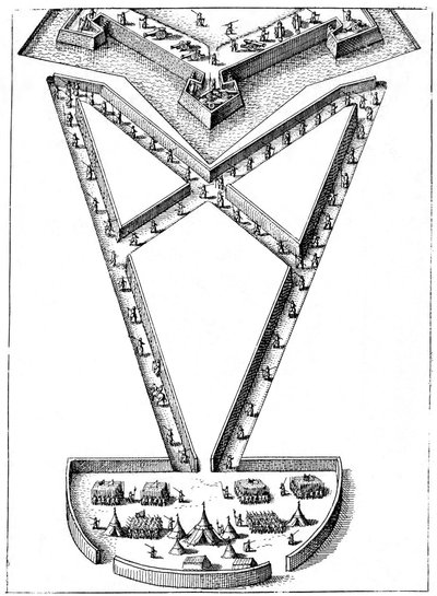 Design för ett läger utanför en belägrad fästning, 1617-1619 av Unbekannt