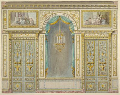 Design för väggdekorationen till Marie-Antoinettes lägenhet på Fontainebleau Palace av Unbekannt