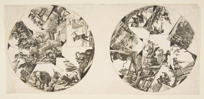 Design för tallrikar tagna från Audrys illustrationer till La Fontaines fabler, efter 1755. av Unbekannt