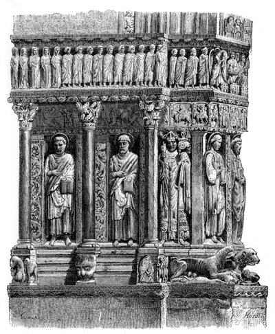 Detalj av St Trophimus portal, Arles, 1100-talet, 1870 av Unbekannt