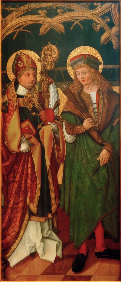 De heliga Augustinus och Sebastian av Unbekannt