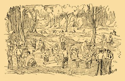 Grävde och tvättade efter guld i Australien 1851, c1930. av Unbekannt