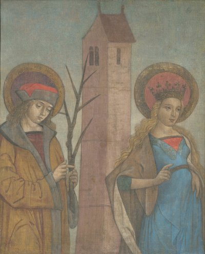 Diptyk av heliga Achatius, Barbara, Apollonia och Sebald, ca. 1490. av Unbekannt