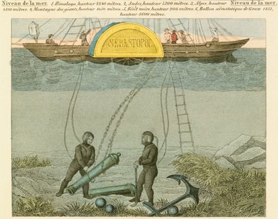 Dykare som bärgar gevär från havsbotten, c1855 av Unbekannt
