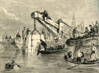Dykklocka som användes vid konstruktionen av Thames-tunneln, c1878. av Unbekannt