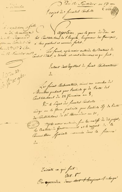 Utkast till...återupprättande av den gregorianska kalendern, 29 augusti 1805, 1921. av Unbekannt