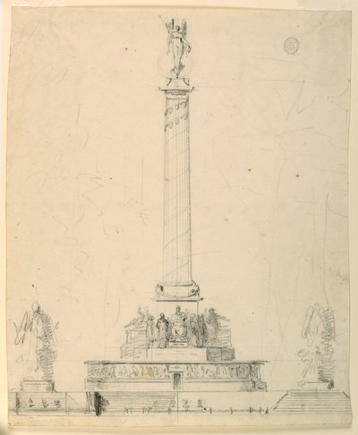Ritning, höjd av ett segermonument av Unbekannt