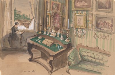 Ritning av en interiör: Salong, 1857. av Unbekannt