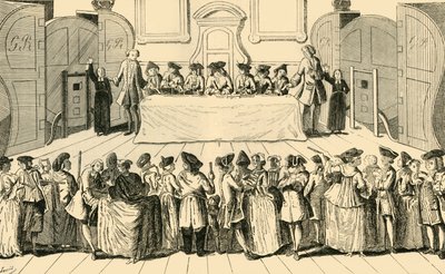 Draning av statens lotteri i Guildhall, 1751, c1872. av Unbekannt